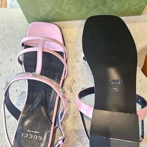 Gucci Horsebit Strap Slingback Sandal 776648 CLG00 - 5911 Light Pink Leather - Picture 7 of 9